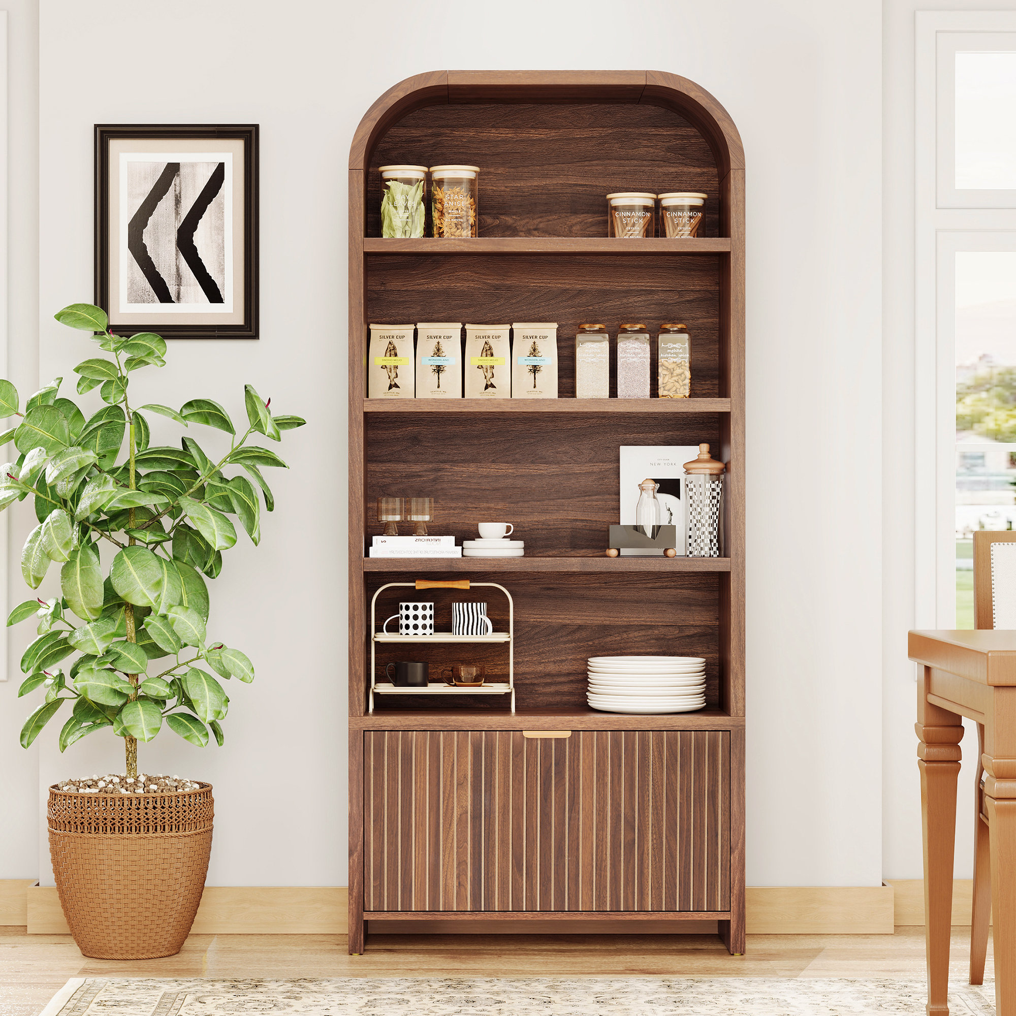 Ebern Designs 70 Arched Cabinet