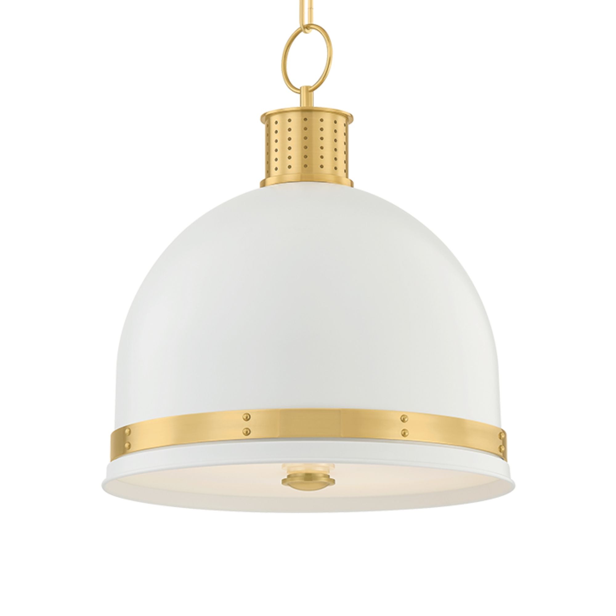 Hudson Valley Briscoe Pendant aged brass white glass dome