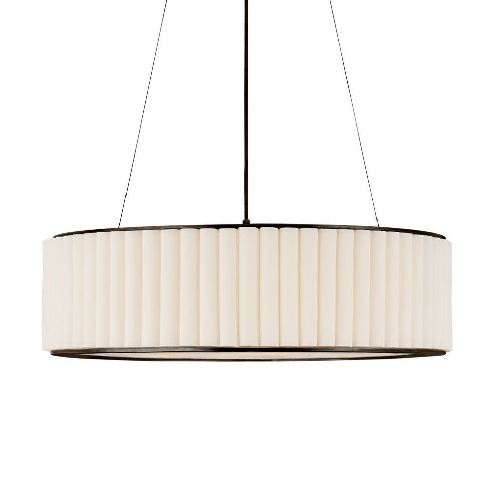 Visual Comfort Palati Drum Pendant 27 inch bronze pleated