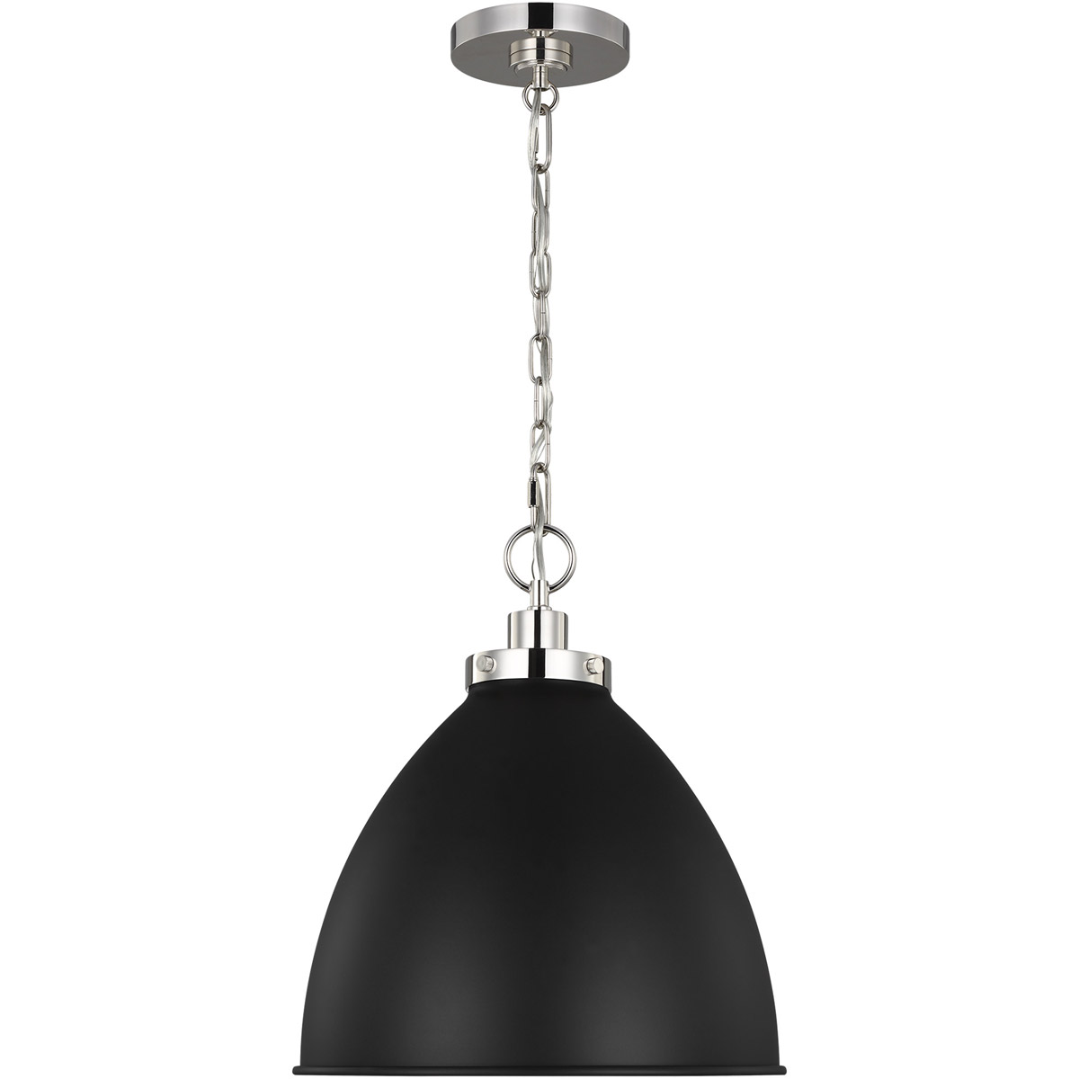 Visual Comfort Wellfleet Dome Pendant midnight black polished nickel