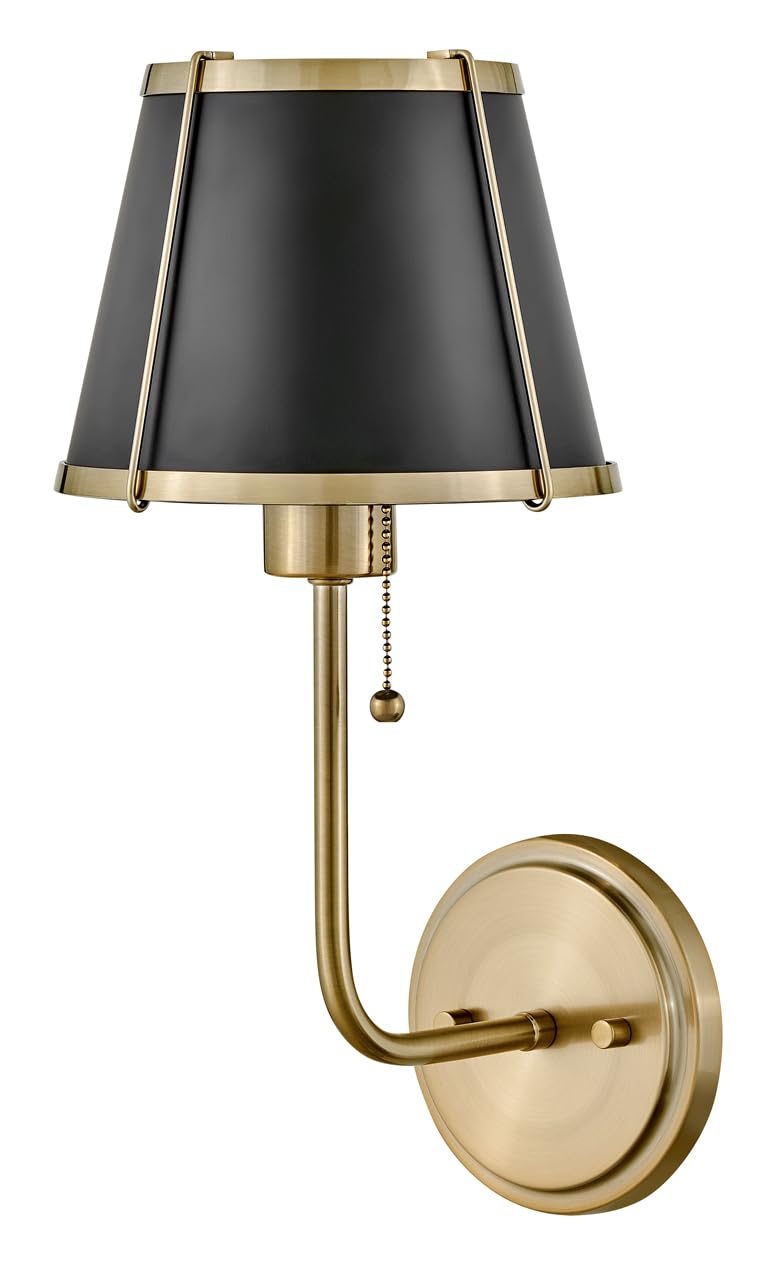 Hinkley Clarke sconce lacquered brass black tapered shade