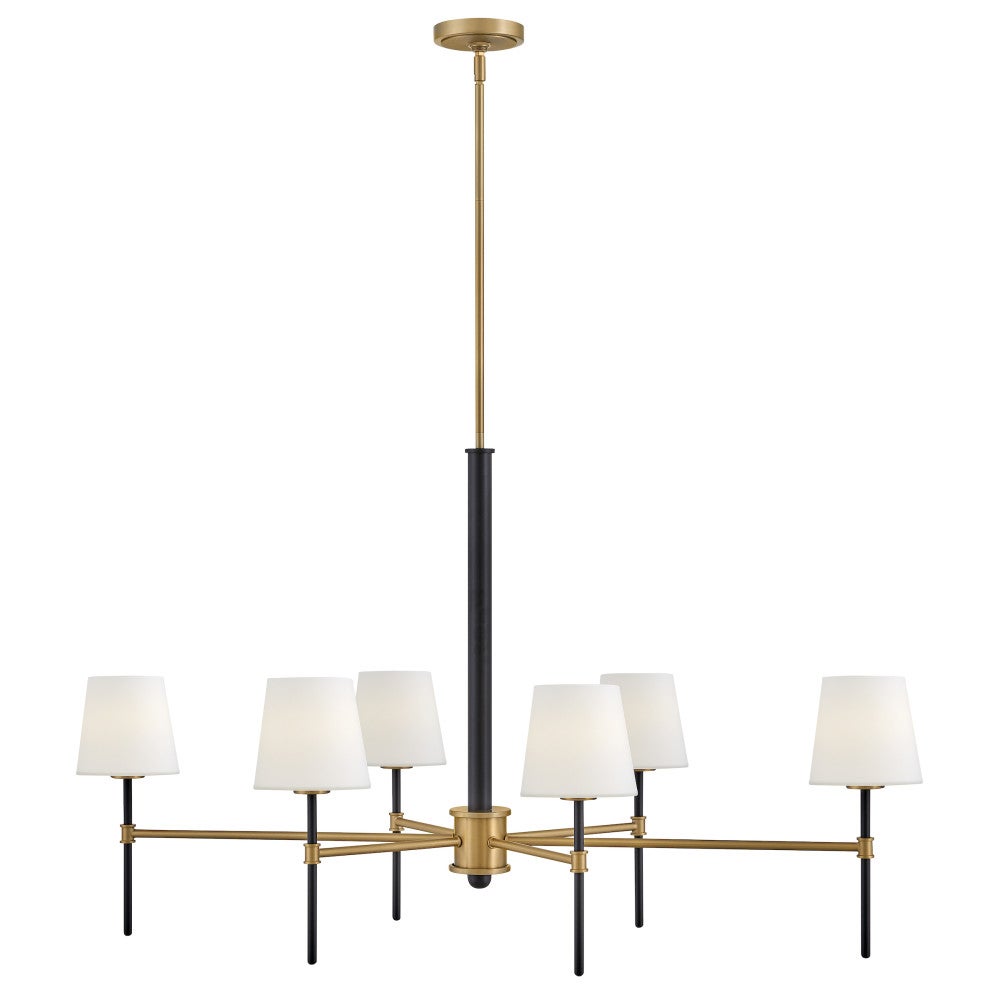 Hinkley Saunders Medium Six Light Linear black lacquered brass opal cone shades