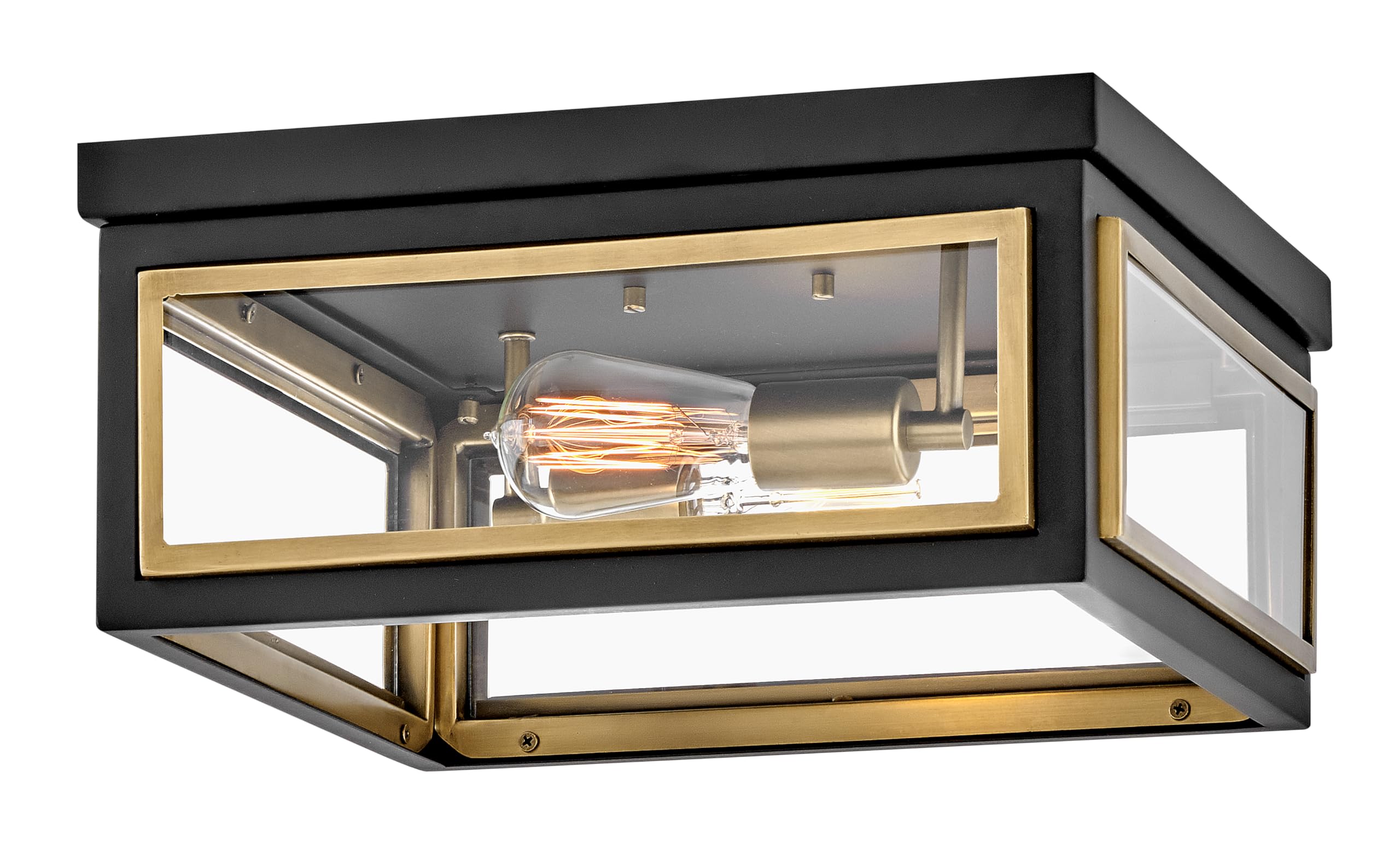 Hinkley Shaw lantern flush mount black and brass