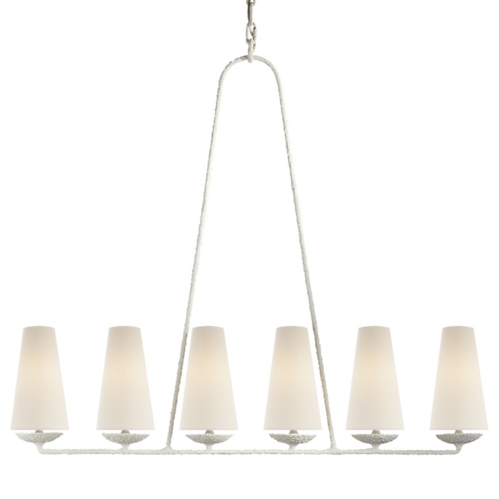 Visual Comfort AERIN Fontaine Linear Chandelier plaster textured linen shades