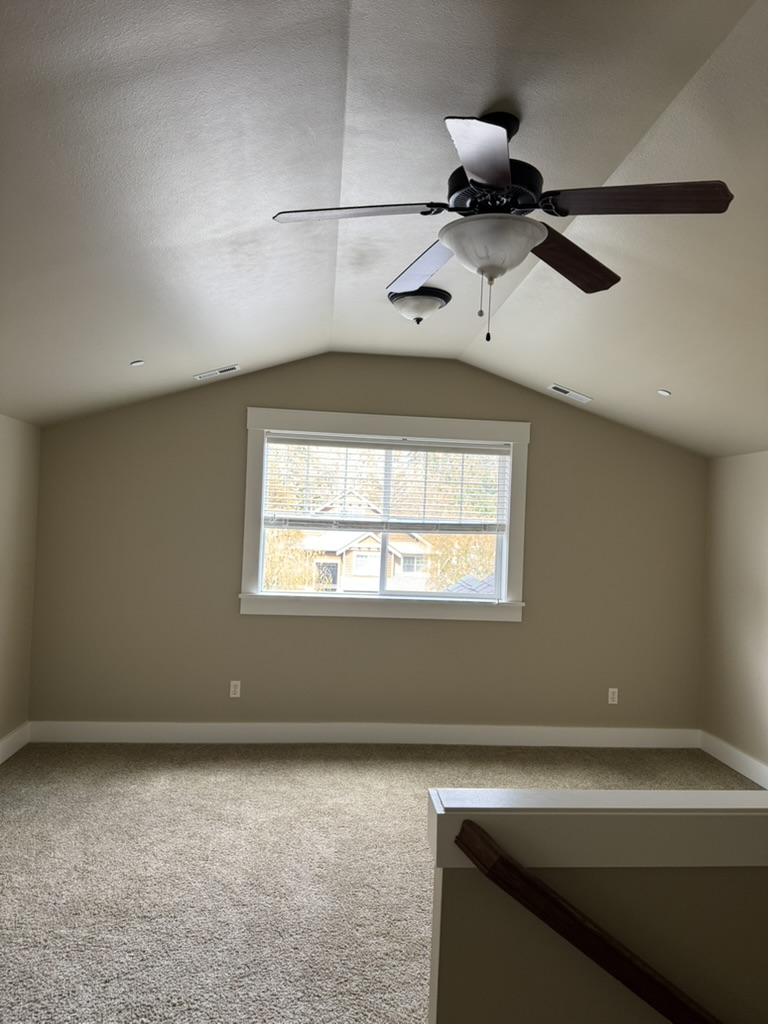 Den north-wall window with vaulted ceiling